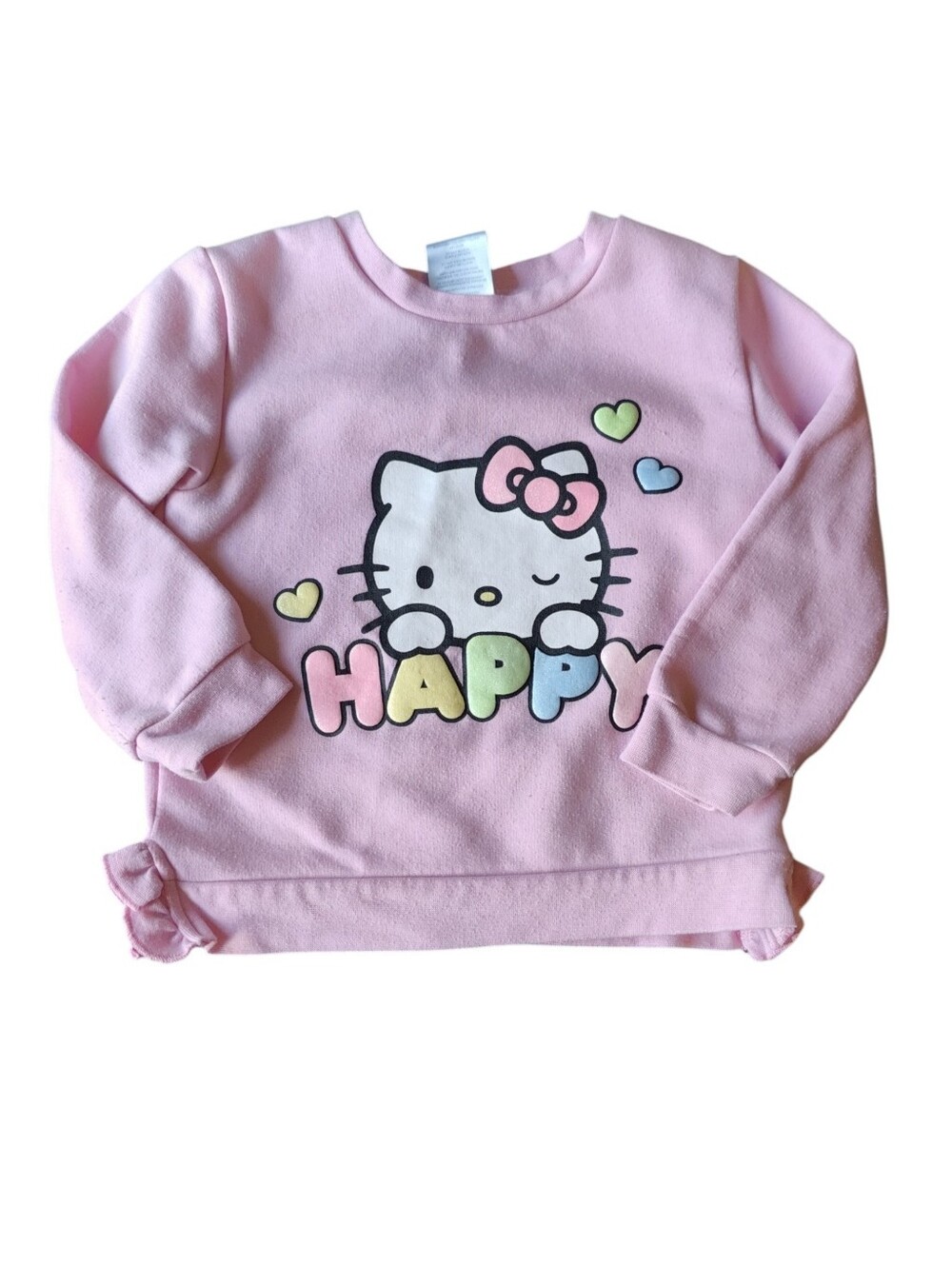 ✅4/25$✅ Hello Kitty Pink "Happy" Graphic Sweatshirt for Kids E4